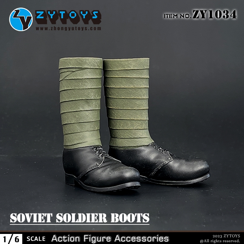 ZY1034 苏军士兵靴 1/6绑带靴 男款