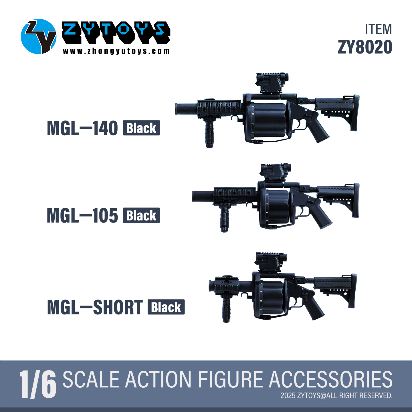 ZYTOYS 1/6 MGL榴弹发射器模型ZY8020