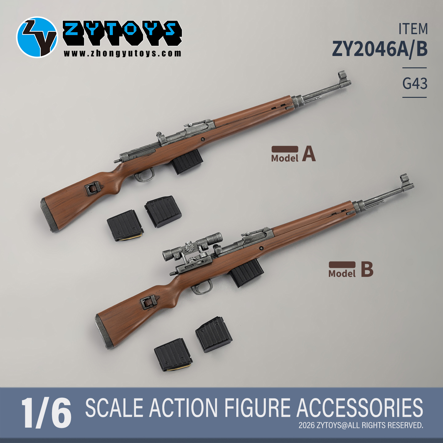 ZY204 G43二战美军 1/6 武器模型